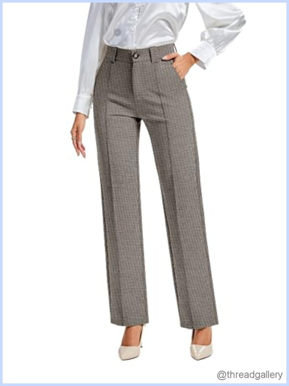 Straight Leg High Waisted Dress Pants Four Way Stretch Business Work